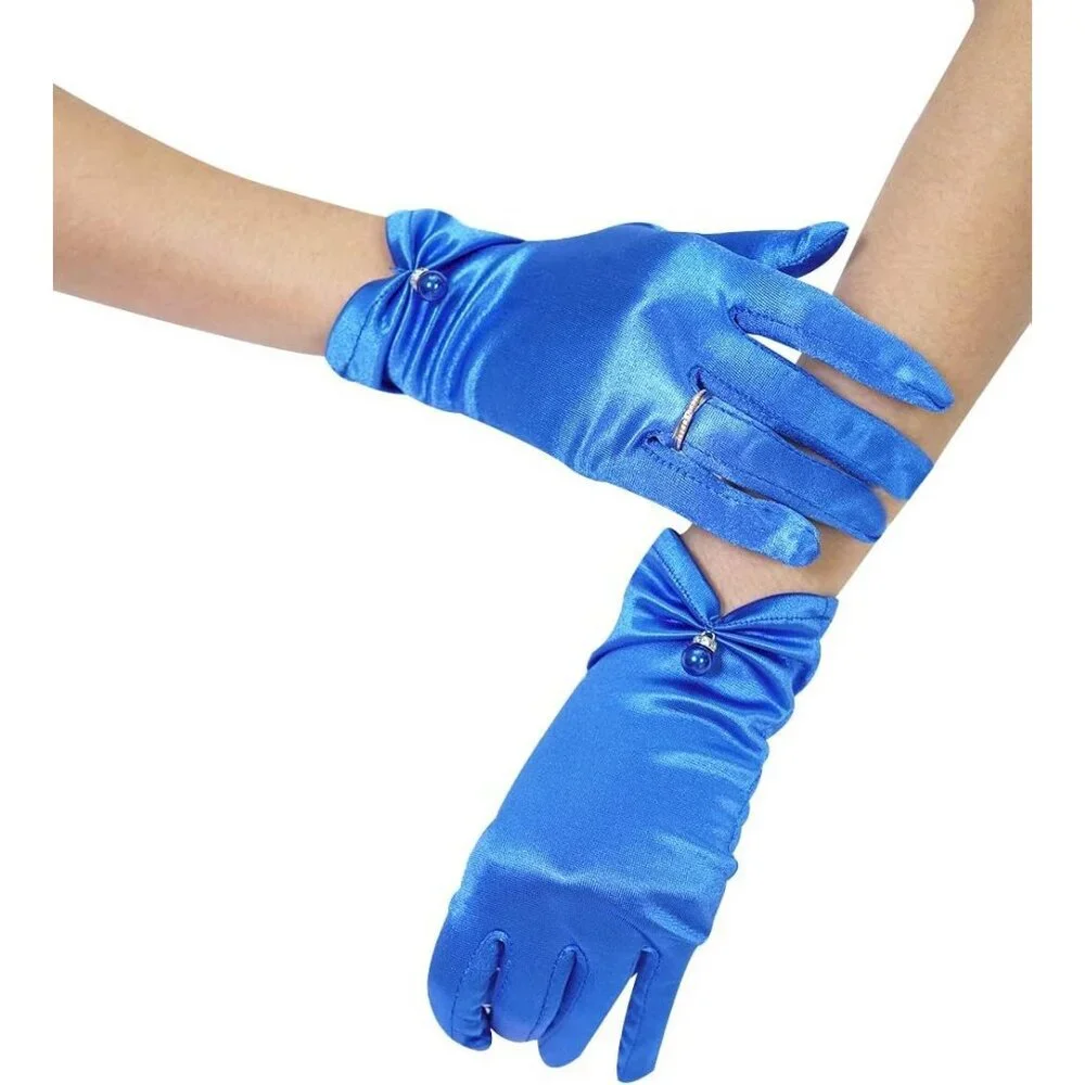 Women's Evening Lvory-Satin Tulle Short Lace Gloves Wrist Wedding Bridal Party